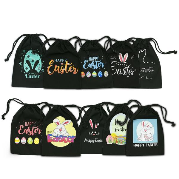 Calico Bags | Easter Bags – Assorted Pack – Black Calico Bags 20Cm X 30Cm With Drawstrings Bags Calico Bags