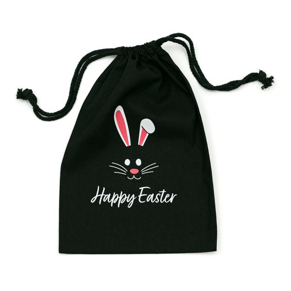 Calico Bags | Easter Bags – Bunny Face – Black Calico Bags 20Cm X 30Cm With Drawstrings Bags Calico Bags