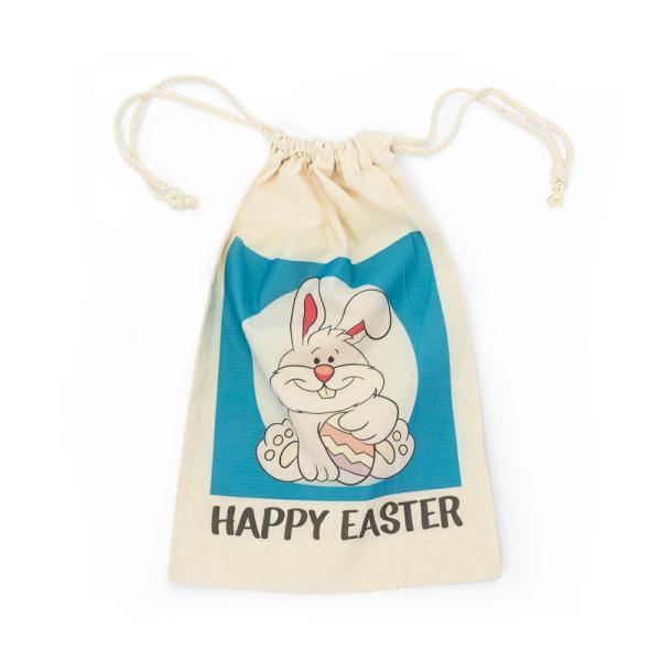 Calico Bags | Easter Bags – Bunny On Blue – Calico Bags 20Cm X 30Cm With Drawstrings Bags Calico Bags