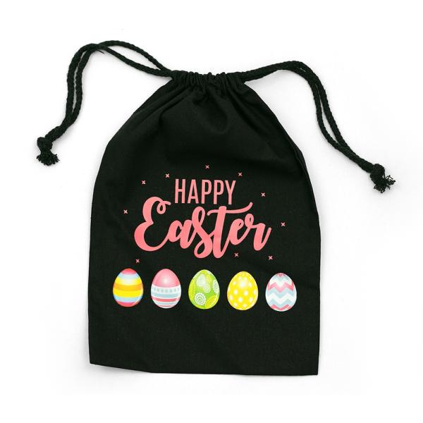 Calico Bags | Easter Bags – Pink Eggs – Black Calico Bags 20Cm X 30Cm With Drawstrings Bags Calico Bags