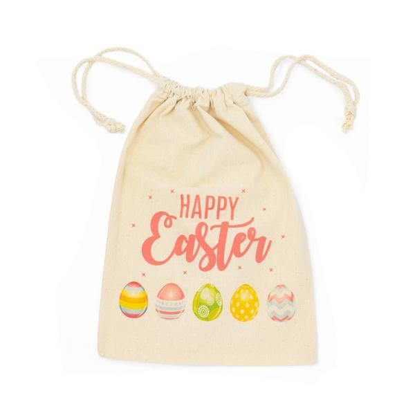 Calico Bags | Easter Bags – Pink Eggs – Calico Bags 20Cm X 30Cm With Drawstrings Bags Calico Bags