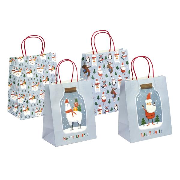 Christmas Bags | Christmas Kraft Bags – Small To Medium – Santa & Animals Assortment Christmas Christmas Bags