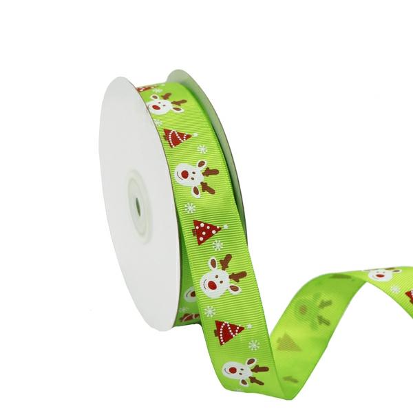 Christmas Ribbons | Green Grosgrain Christmas Reindeer Ribbon – 24Mm X 25M Christmas Christmas Ribbons