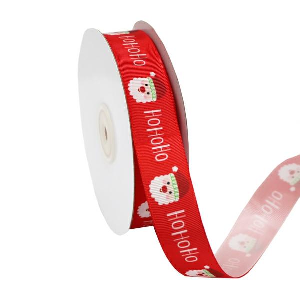 Christmas Ribbons | Red Grosgrain Christmas Ribbon With Santa And Ho Ho Ho – 24Mm X 25M Christmas Christmas Ribbons