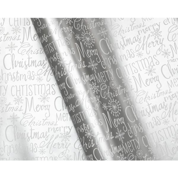 Christmas Wrapping Paper | Counter Roll – 500Mm X 60M – Christmas Wrapping Paper – Metallic Silver Merry Christmas Christmas Christmas Wrapping Paper