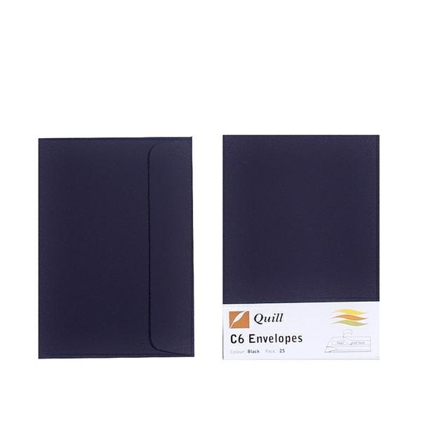 Envelopes | Black C6 Envelopes – Pack Of 25 – 80Gsm By Quill Envelopes