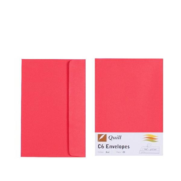 Envelopes | Red C6 Envelopes – Pack Of 25 – 80Gsm By Quill Envelopes Envelopes