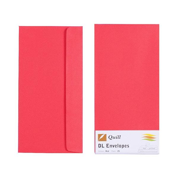 Envelopes | Red Dl Envelopes – Pack Of 25 – 80Gsm By Quill Envelopes Envelopes