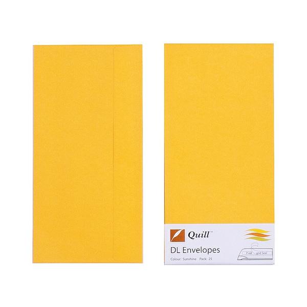 Envelopes | Yellow Dl Envelopes – Pack Of 25 – 80Gsm By Quill Envelopes Envelopes