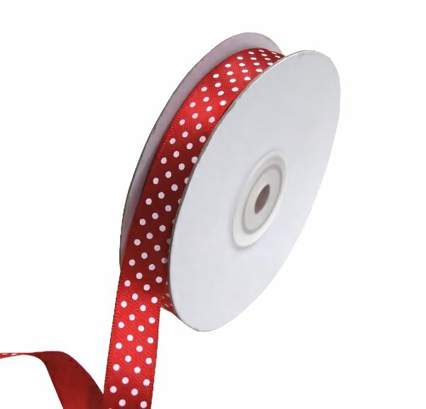 Fabric Ribbon – Patterned & Other | Dots Ribbon – 12Mm X 25M – Red With White Spots Fabric Ribbon - Patterned & Other Fabric Ribbon - Patterned & Other