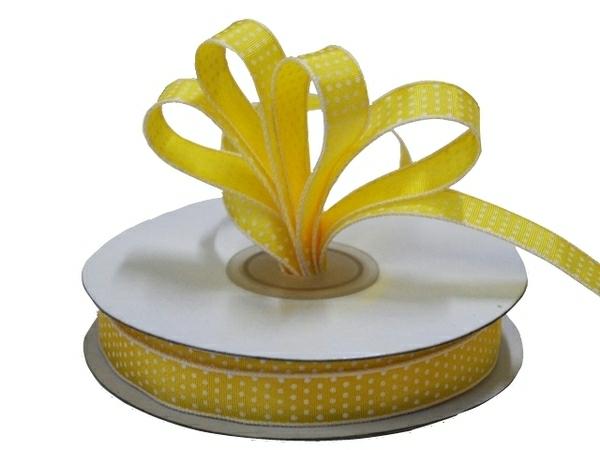 Fabric Ribbon – Patterned & Other | Dots Ribbon – 12Mm X 25M – Yellow With White Spots Fabric Ribbon - Patterned & Other Fabric Ribbon - Patterned & Other