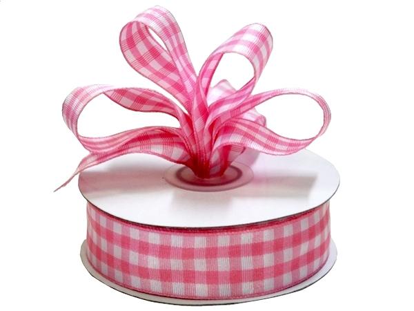 Fabric Ribbon – Patterned & Other | Gingham Ribbon – 25Mm X 25M – Pink Fabric Ribbon - Patterned & Other Fabric Ribbon - Patterned & Other