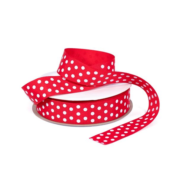 Fabric Ribbon – Patterned & Other | Grosgrain Ribbon – 25Mm X 25M – Red With White Dots Fabric Ribbon - Patterned & Other Fabric Ribbon - Patterned & Other