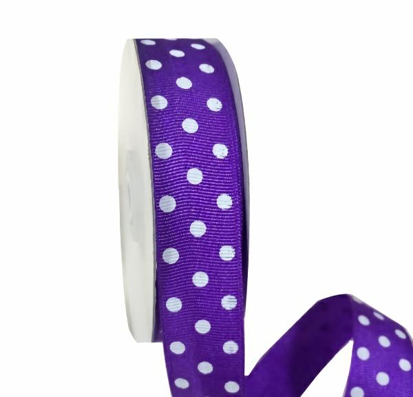 Fabric Ribbon – Patterned & Other | Purple Grosgrain With White Dots Ribbon – 25Mm X 25M Fabric Ribbon - Patterned & Other Fabric Ribbon - Patterned & Other