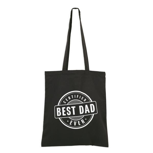 Father’s Day Bags | Best Dad Ever’ Father’s Day Bag – Black Calico Bag 37Cm X 42Cm With Two Long Handles Bags Father's Day Bags