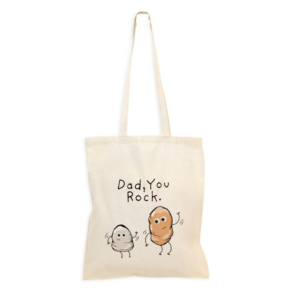 Father’s Day Bags | Dad You Rock’ Father’s Day Bag – Natural Calico Bag 37Cm X 42Cm With Two Long Handles Bags Father's Day Bags