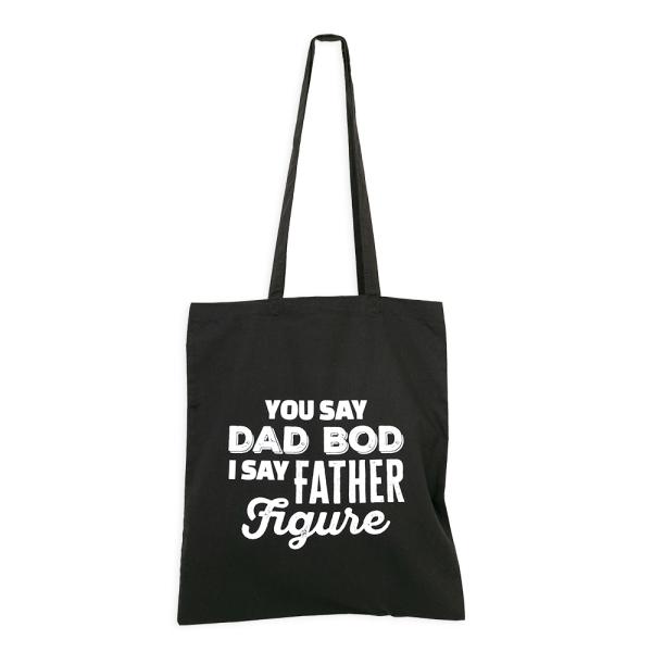 Father’s Day Bags | Father Figure’ Father’s Day Bag – Black Calico Bag 37Cm X 42Cm With Two Long Handles Bags Father's Day Bags