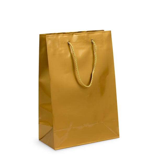 Glossy & Matt Gift Bags – Rope Handles | Gift Carry Bags – Glossy Gold – Medium/Large Bags Glossy & Matt Gift Bags - Rope Handles