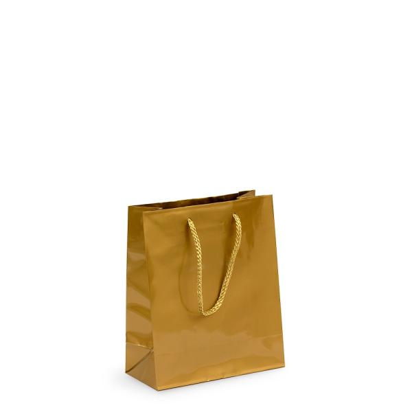 Glossy & Matt Gift Bags – Rope Handles | Gift Carry Bags – Glossy Gold – Small/Medium Bags Glossy & Matt Gift Bags - Rope Handles