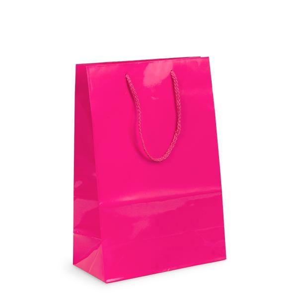 Glossy & Matt Gift Bags – Rope Handles | Gift Carry Bags – Glossy Hot Pink – Medium/Large Bags Glossy & Matt Gift Bags - Rope Handles