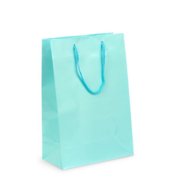 Glossy & Matt Gift Bags – Rope Handles | Gift Carry Bags – Glossy Light Blue – Medium/Large Bags Glossy & Matt Gift Bags - Rope Handles