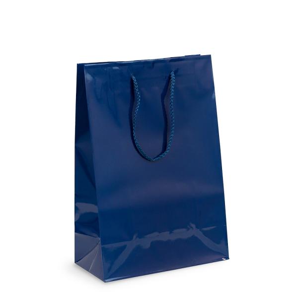 Glossy & Matt Gift Bags – Rope Handles | Gift Carry Bags – Glossy Navy Blue – Medium/Large Bags Glossy & Matt Gift Bags - Rope Handles