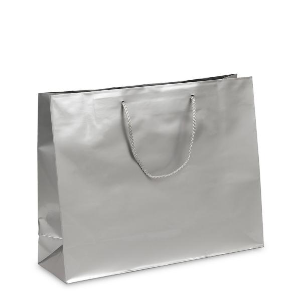 Glossy & Matt Gift Bags – Rope Handles | Gift Carry Bags – Glossy Silver – Boutique Bags Glossy & Matt Gift Bags - Rope Handles