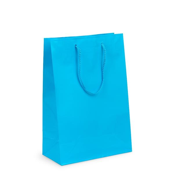 Glossy & Matt Gift Bags – Rope Handles | Gift Carry Bags – Glossy Turquoise Blue – Medium/Large Bags Glossy & Matt Gift Bags - Rope Handles