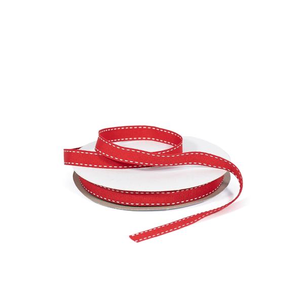 Grosgrain Ribbon | Grosgrain Ribbon – 12Mm X 25M – Red With White Stitch Grosgrain Ribbon Grosgrain Ribbon