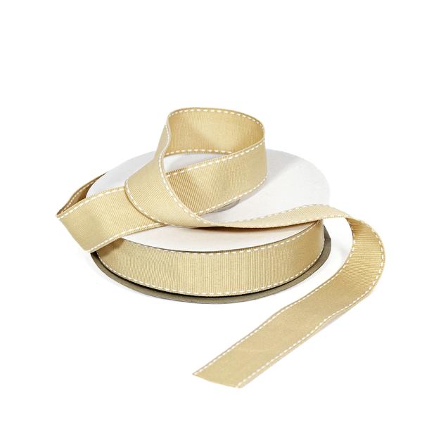 Grosgrain Ribbon | Grosgrain Ribbon – 25Mm X 25M – Natural With White Stitch Grosgrain Ribbon Grosgrain Ribbon