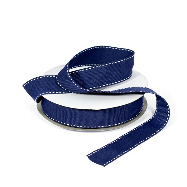 Grosgrain Ribbon | Grosgrain Ribbon – 25Mm X 25M – Navy Blue With White Stitch Grosgrain Ribbon Grosgrain Ribbon