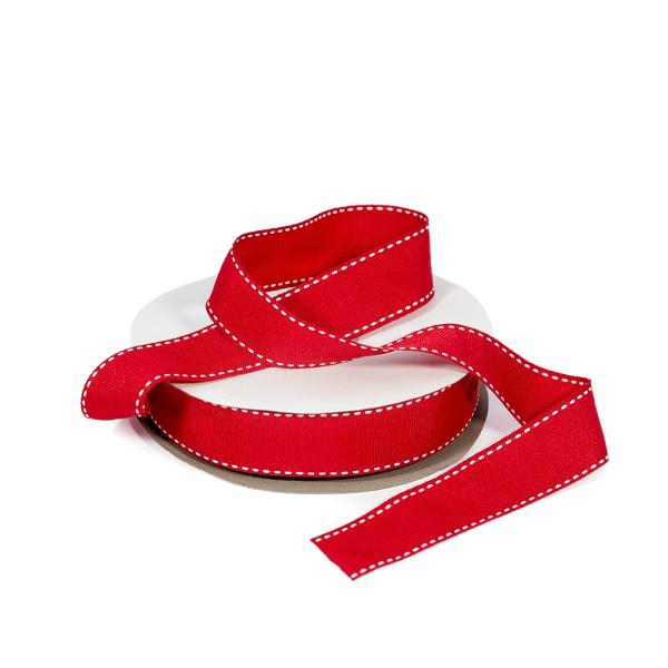 Grosgrain Ribbon | Grosgrain Ribbon – 25Mm X 25M – Red With White Stitch Grosgrain Ribbon Grosgrain Ribbon