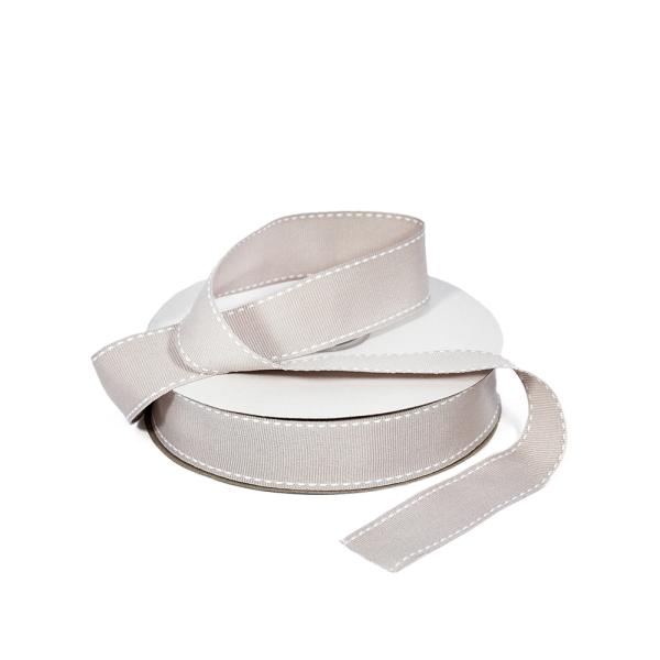 Grosgrain Ribbon | Grosgrain Ribbon – 25Mm X 25M – Taupe With White Stitch Grosgrain Ribbon Grosgrain Ribbon