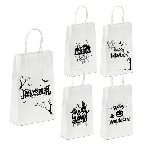 Halloween Bags | Halloween – Small White Kraft Bag Assorted Pack – In The Shadows Bags Halloween Bags