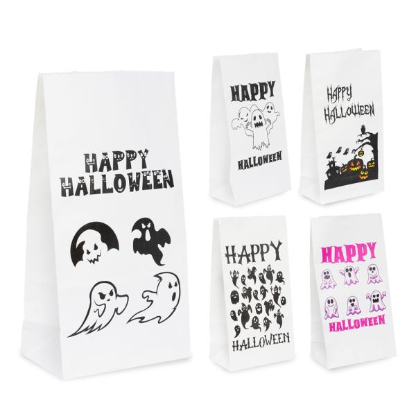 Halloween Bags | Halloween – White Kraft Paper Bag Assorted Pack – Ghosts Bags Halloween Bags