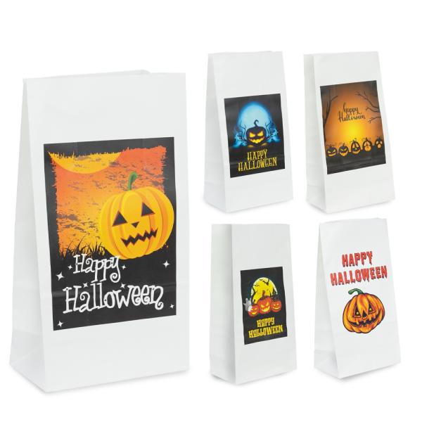 Halloween Bags | Halloween – White Kraft Paper Bag Assorted Pack – Pumpkins Bags Halloween Bags