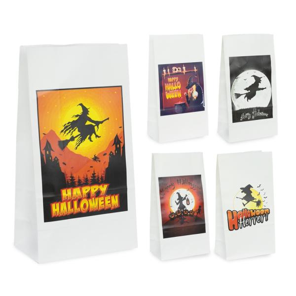 Halloween Bags | Halloween – White Kraft Paper Bag Assorted Pack – Witches Bags Halloween Bags