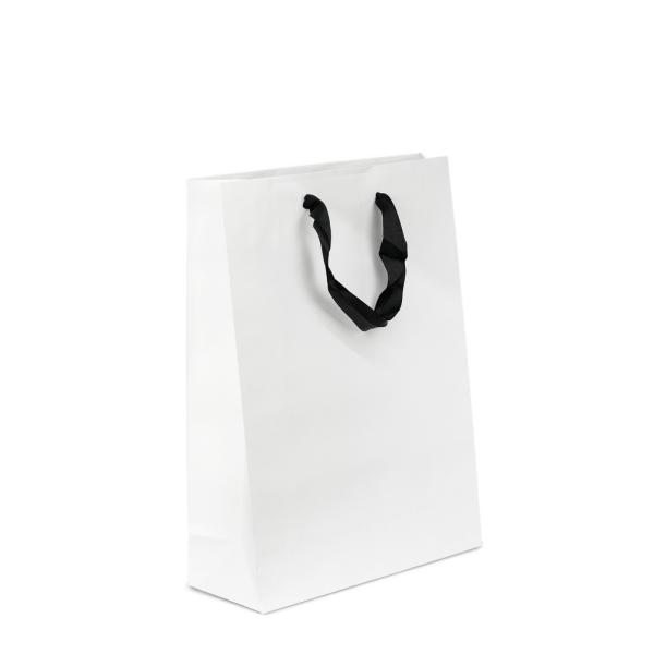 Kraft Paper Bags – Premium | Kraft Bags – Premium White Medium Gift Bag – Black Handles Bags Kraft Paper Bags - Premium