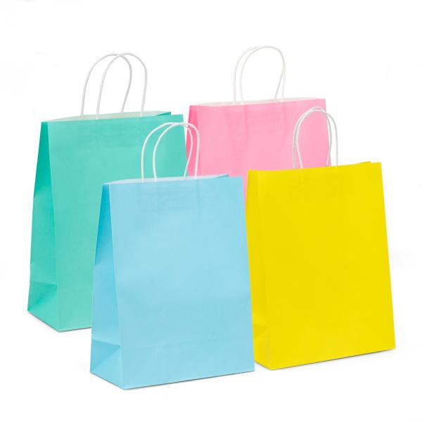 Kraft Paper Bags – Twisted Handles | Kraft Bags – Medium – Pastel Mix (Fsc) Bags Kraft Paper Bags - Twisted Handles