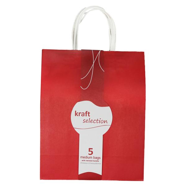 Kraft Paper Bags – Twisted Handles | Medium Kraft Gift Bags – 5 Pack Red Bags Kraft Paper Bags - Twisted Handles