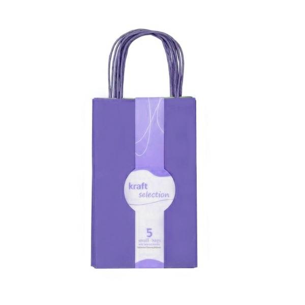 Kraft Paper Bags – Twisted Handles | Small Kraft Gift Bags – 5 Pack Purple Bags Kraft Paper Bags - Twisted Handles