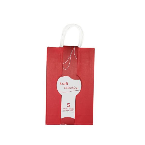 Kraft Paper Bags – Twisted Handles | Small Kraft Gift Bags – 5 Pack Red Bags Kraft Paper Bags - Twisted Handles