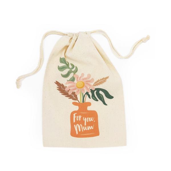 Mother’s Day Bags | Mother’s Day Bags – Vase Of Flowers – Calico Bags 20Cm X 30Cm With Drawstrings Bags Mother's Day Bags