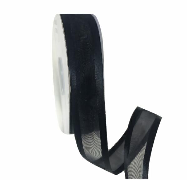 Organza Ribbon | Black Organza Ribbon With Satin Edge 25Mm X 25M Ribbons Organza Ribbon