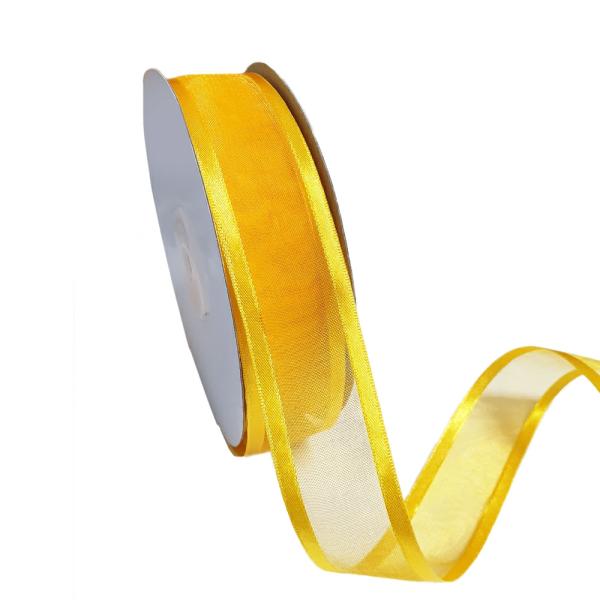 Organza Ribbon | Gold Organza Ribbon With Satin Edge – 25Mm X 25M Organza Ribbon Organza Ribbon