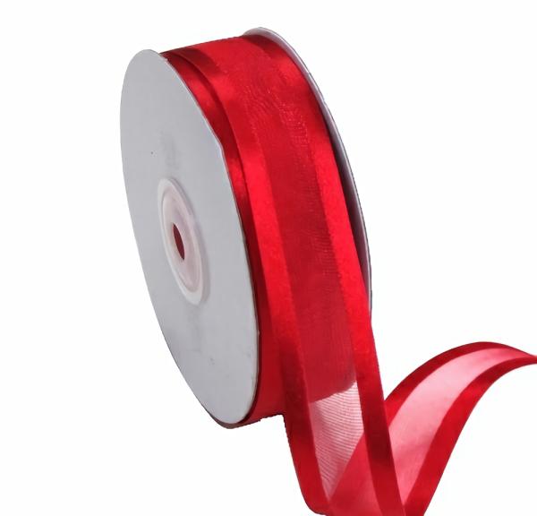 Organza Ribbon | Red Organza Ribbon With Satin Edge 25Mm X 25M Organza Ribbon Organza Ribbon