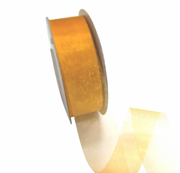 Organza Ribbon | Sheer Organza Cut Edge Ribbon – 25Mm X 50M – Gold Organza Ribbon Organza Ribbon