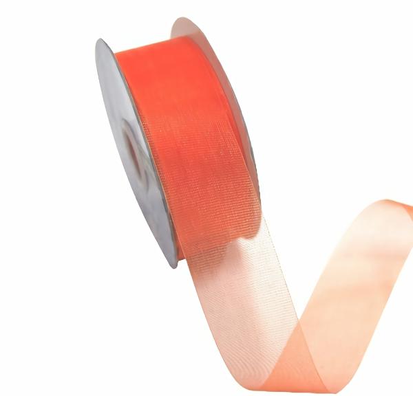 Organza Ribbon | Sheer Organza Cut Edge Ribbon – 25Mm X 50M – Orange Organza Ribbon Organza Ribbon