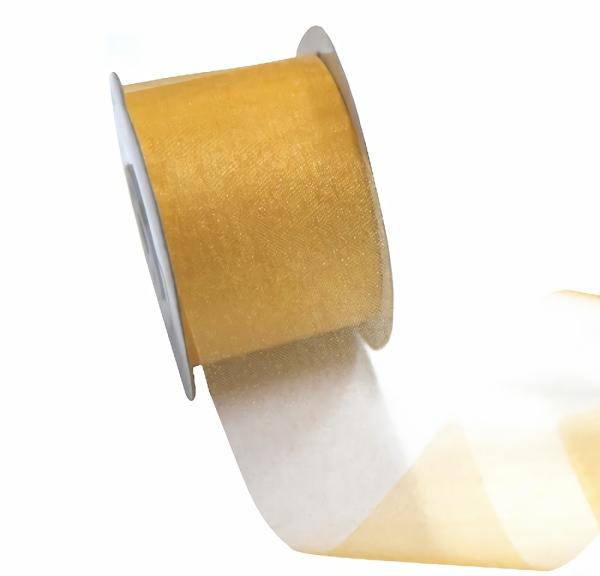 Organza Ribbon | Sheer Organza Cut Edge Ribbon – 50Mm X 25M – Gold Organza Ribbon Organza Ribbon