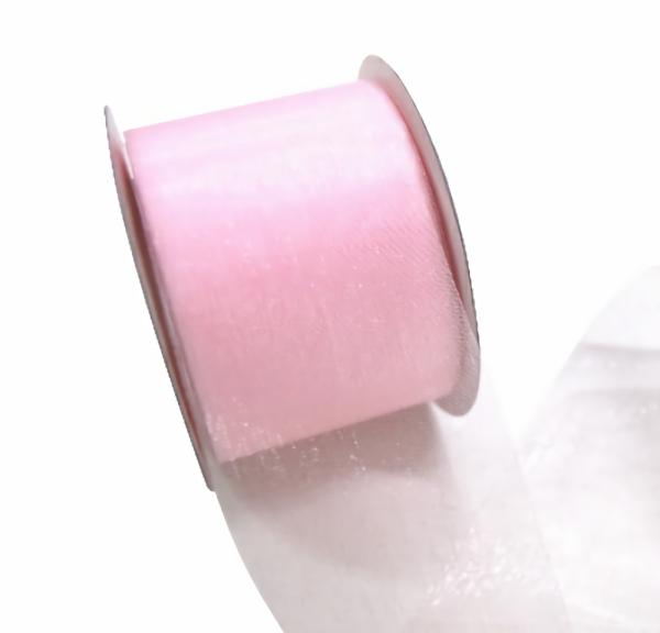 Organza Ribbon | Sheer Organza Cut Edge Ribbon – 50Mm X 25M – Light Pink Organza Ribbon Organza Ribbon